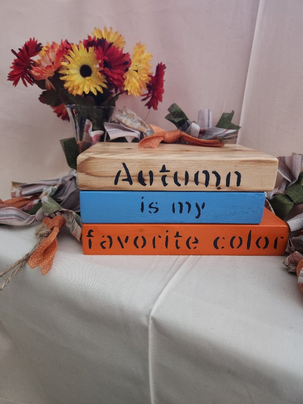 Autumn Is My Favorite Color Wooden Faux Book Stack